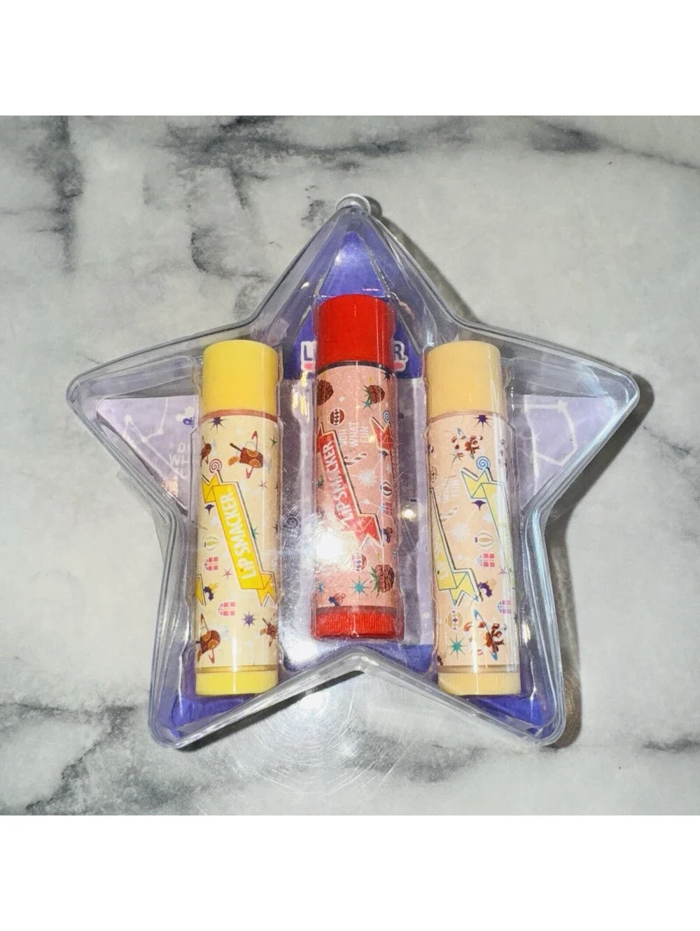 NEW Lipsmackers 3 Holiday Balms Punch Jolly Raspberry Peppermint Star Ornament